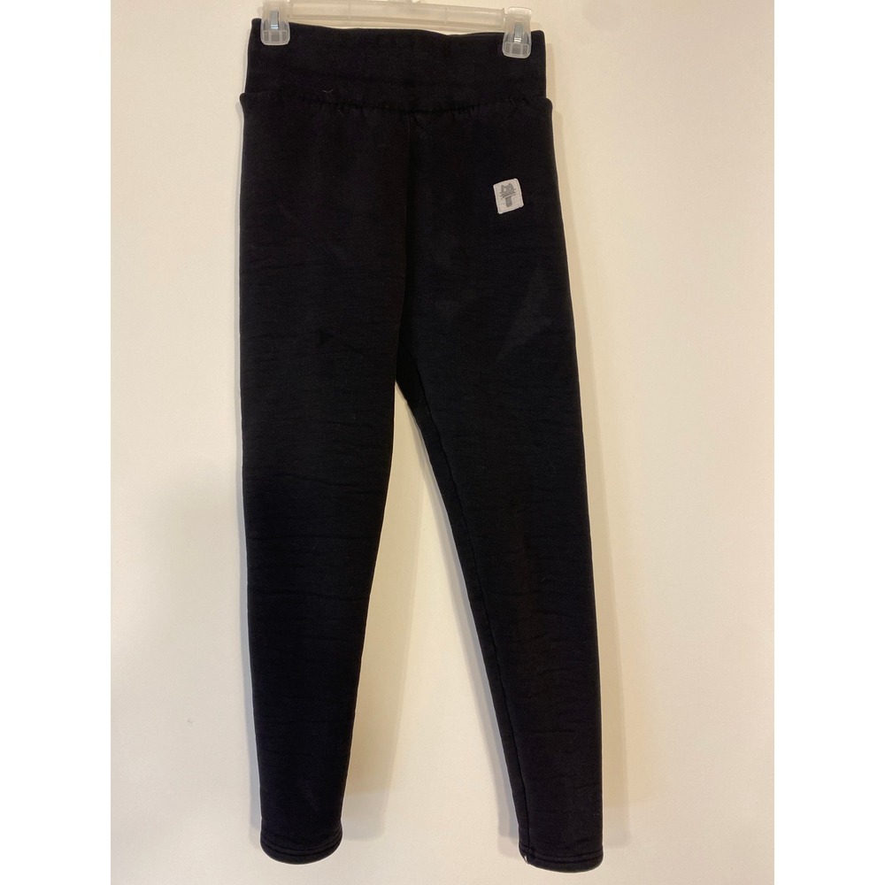 Black Fleece Lined Leggings High Waisted Sherpa‎ Thermal Pants Cat Patch Small
